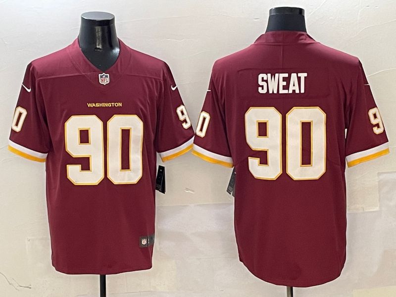 Men Washington Commanders #90 Sweat Red Second generation 2025 Nike Limited NFL Jersey style 1